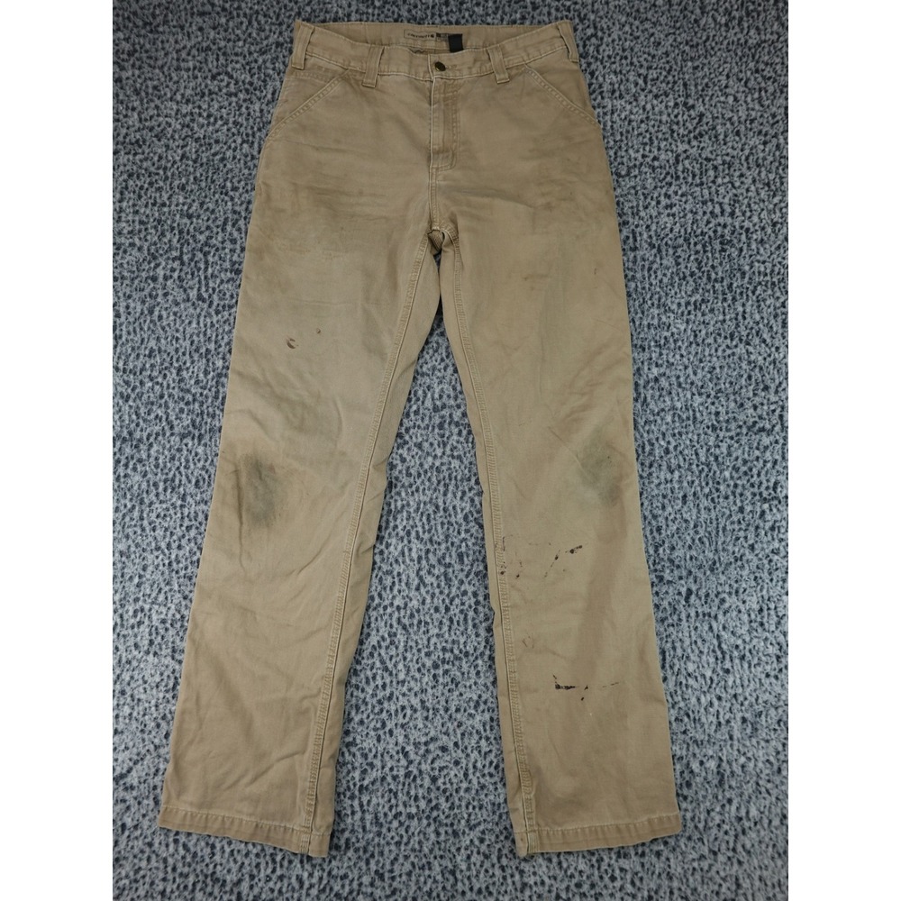Carhartt B324-DKH Carpenter Pants Mens 33x34 Tan Fair Distressed Relaxed Fit